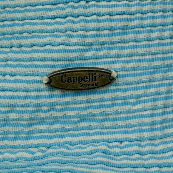 Cappelli White/Turquoise Wide Brim Floppy Packable Bendable Sun Hat Women's - Picture 6 of 10